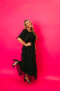 tulle tier midi dress