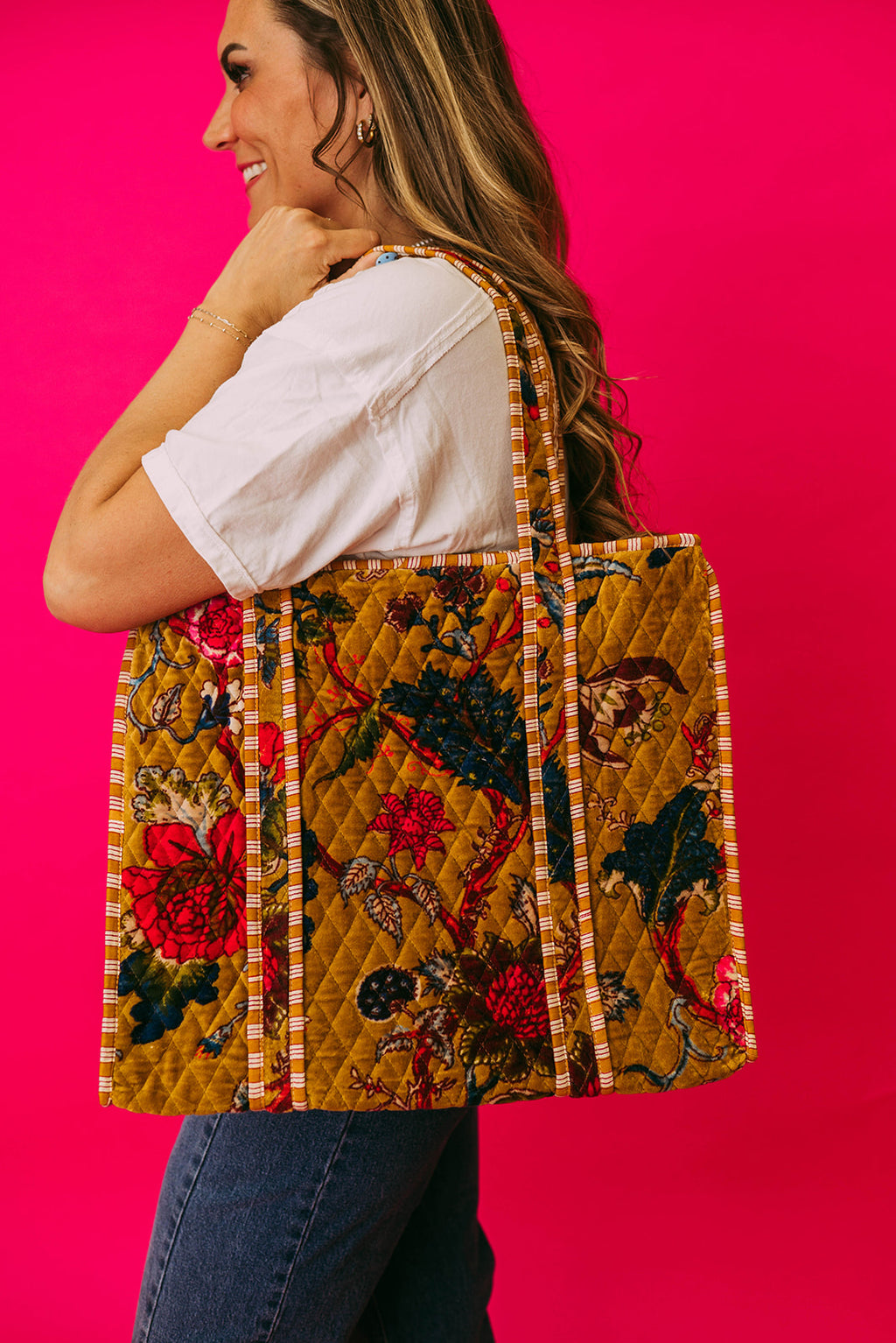 quilted large everyday tote bag