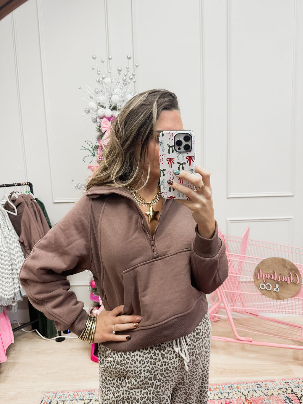 Half Zip Funnel Neck Sweatshirt