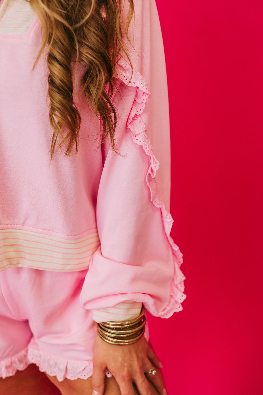 ruffle quarter zip lounge set