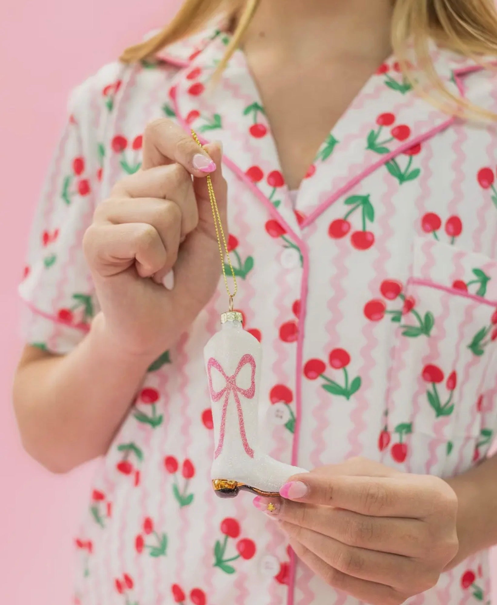 Cowboy Boot with Bow Ornament