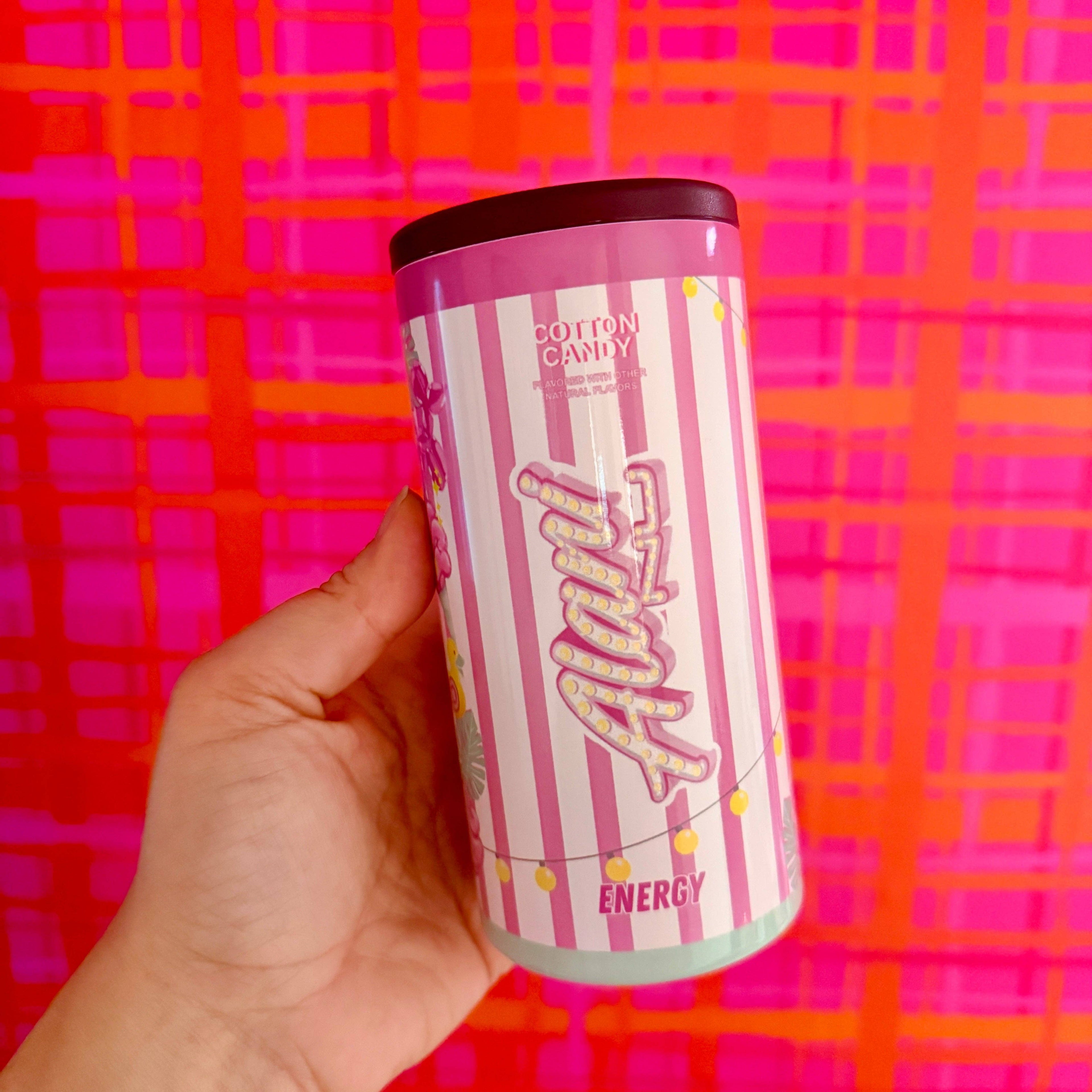 slim cotton candy energy drink can cooler