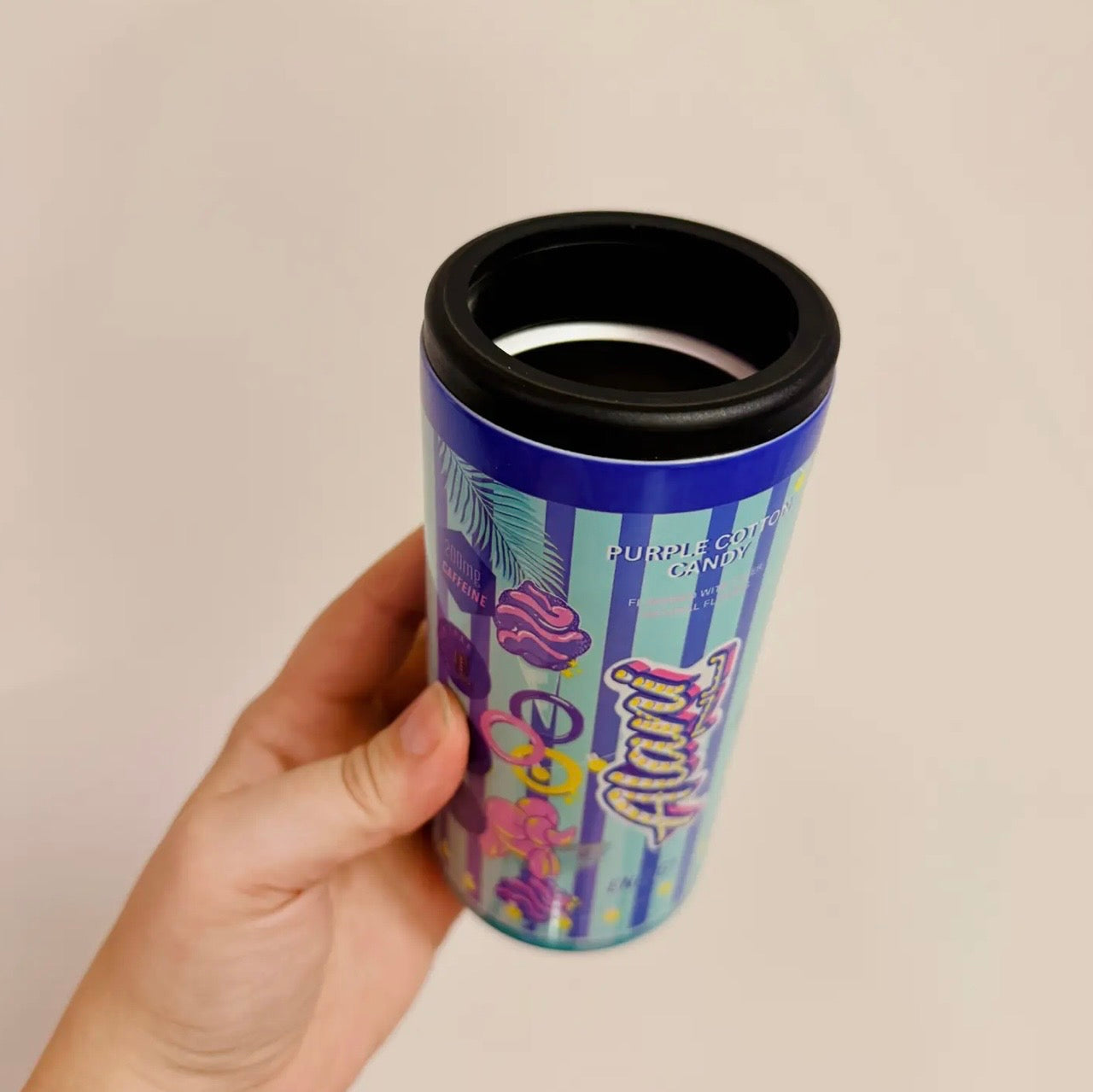purple candy energy slim can cooler