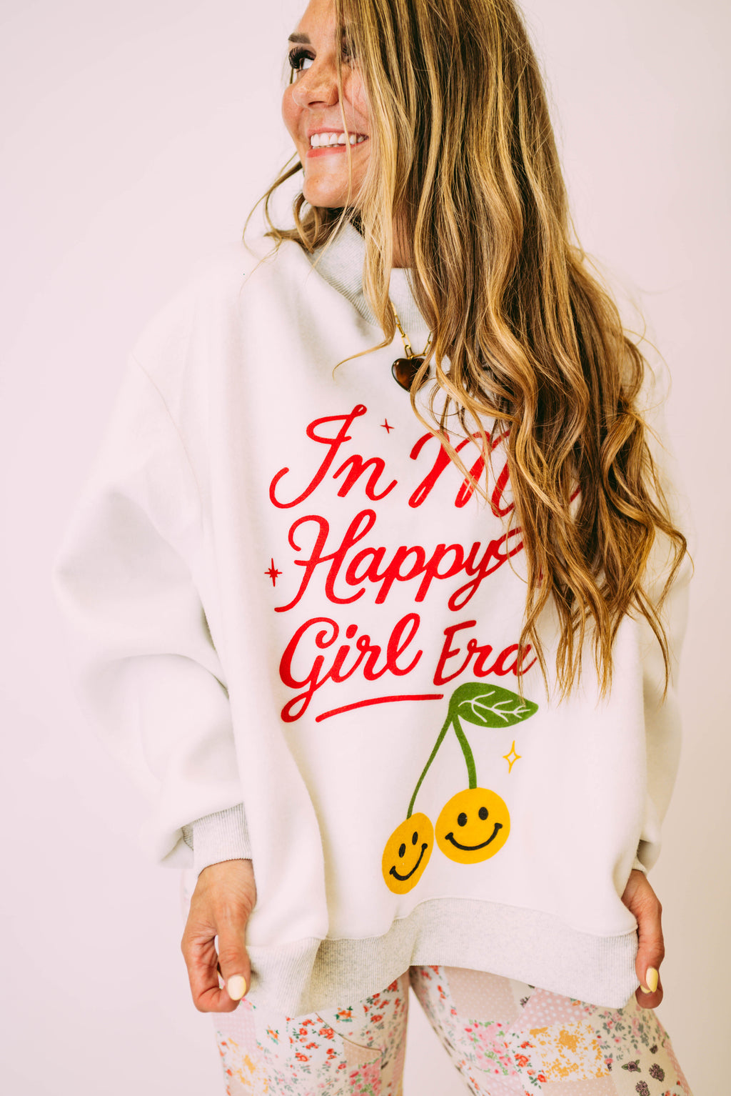 in my happy girl era reversible sweatshirt