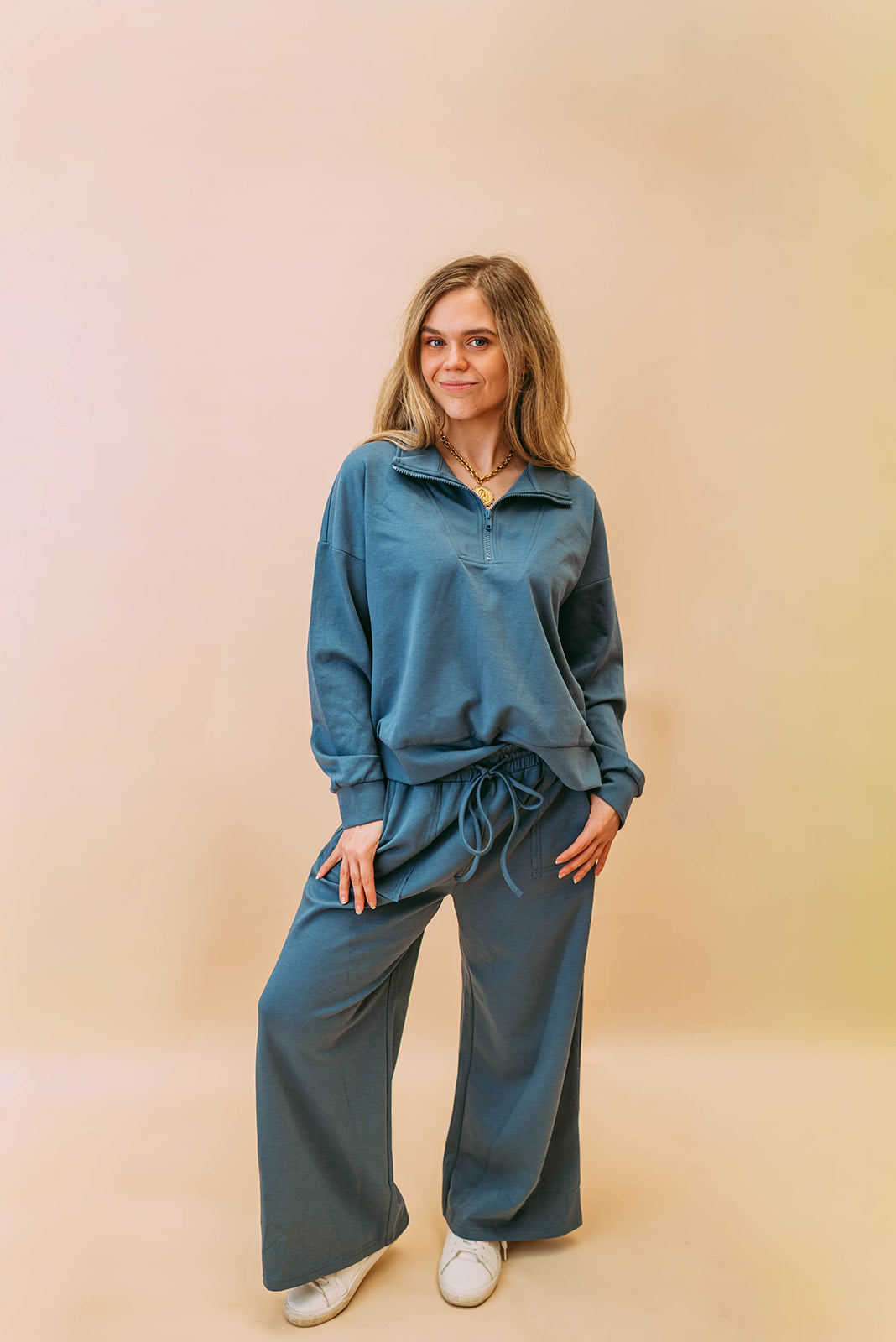 scuba half zip pullover & wide leg pants set