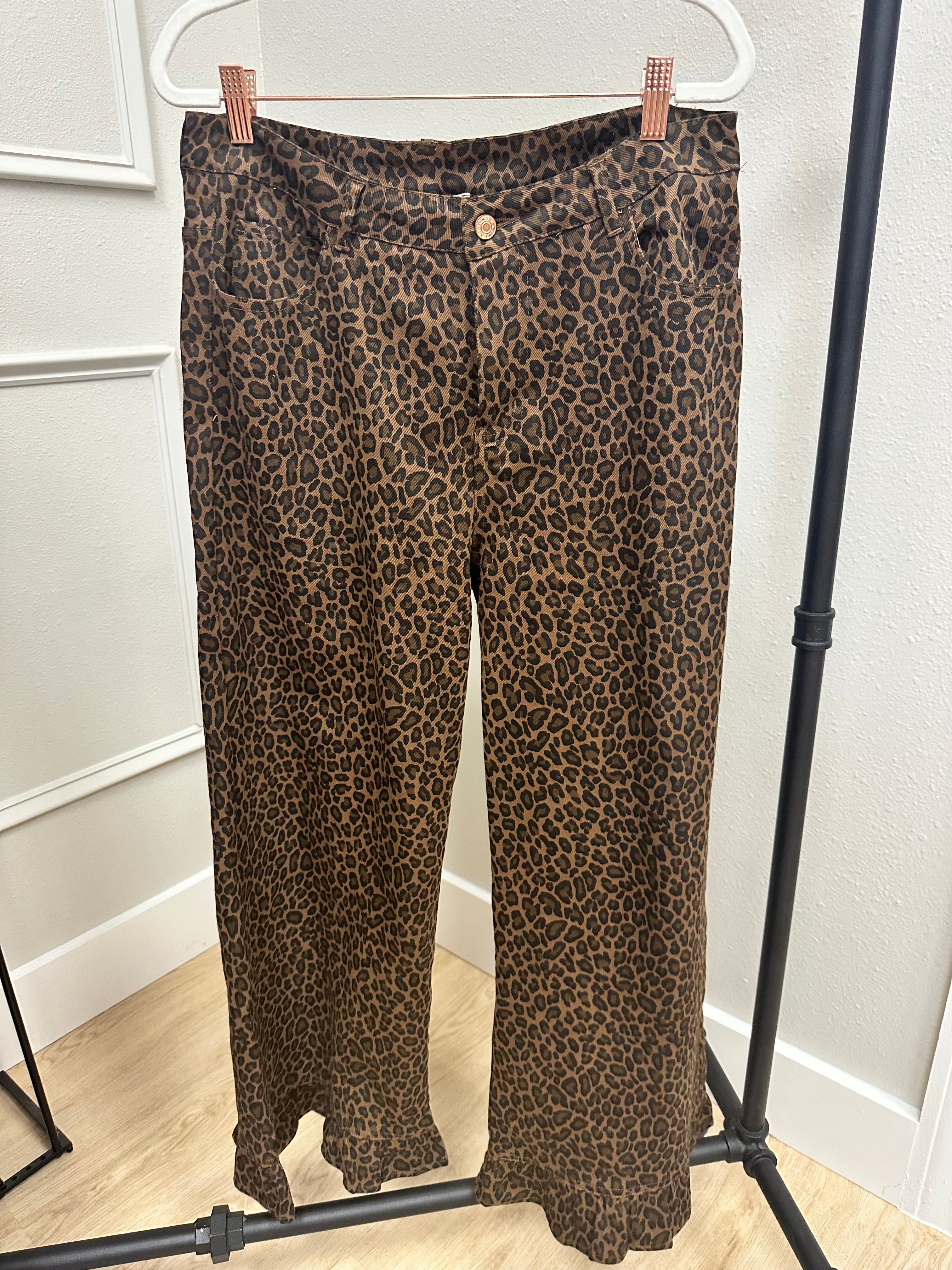 Ruffled Leopard Jeans