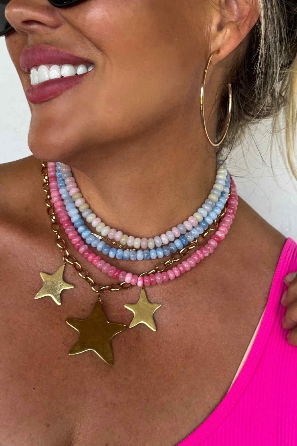 Three Star Gold Necklace