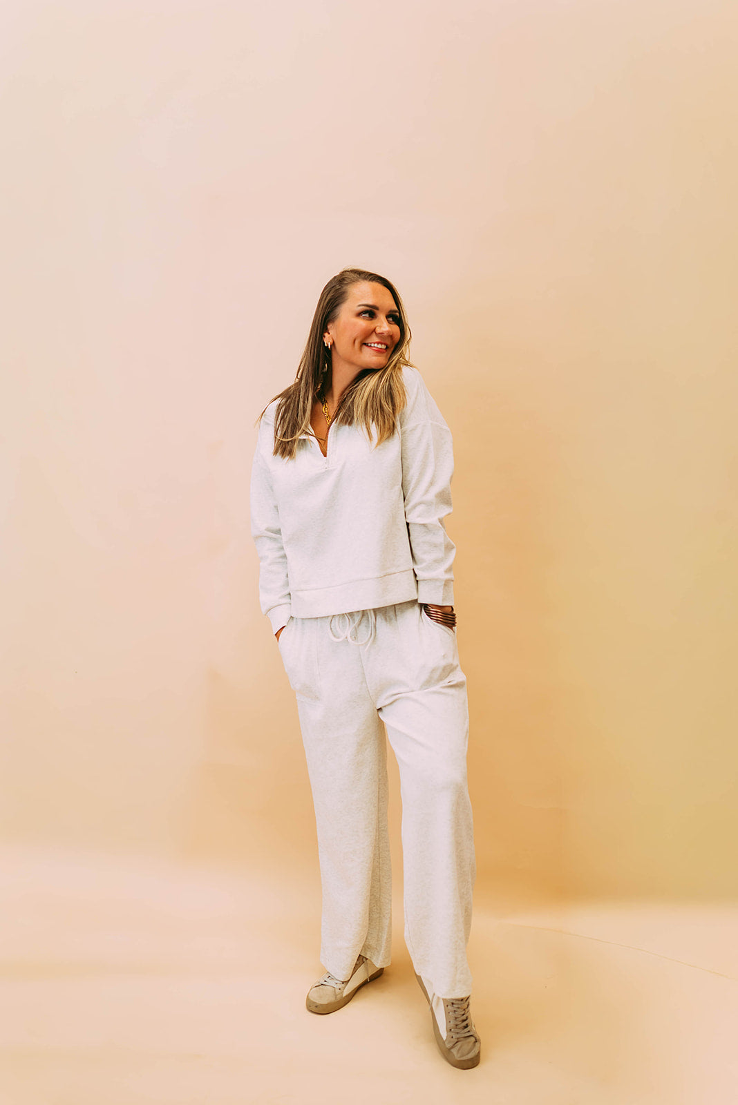 scuba half zip pullover & wide leg pants set
