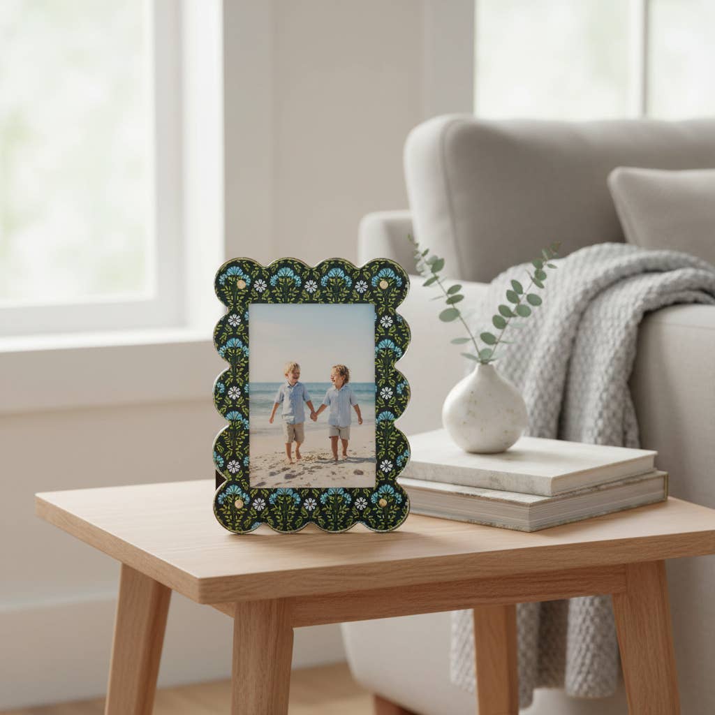 rectangle scalloped acrylic picture frame everbloom forest green