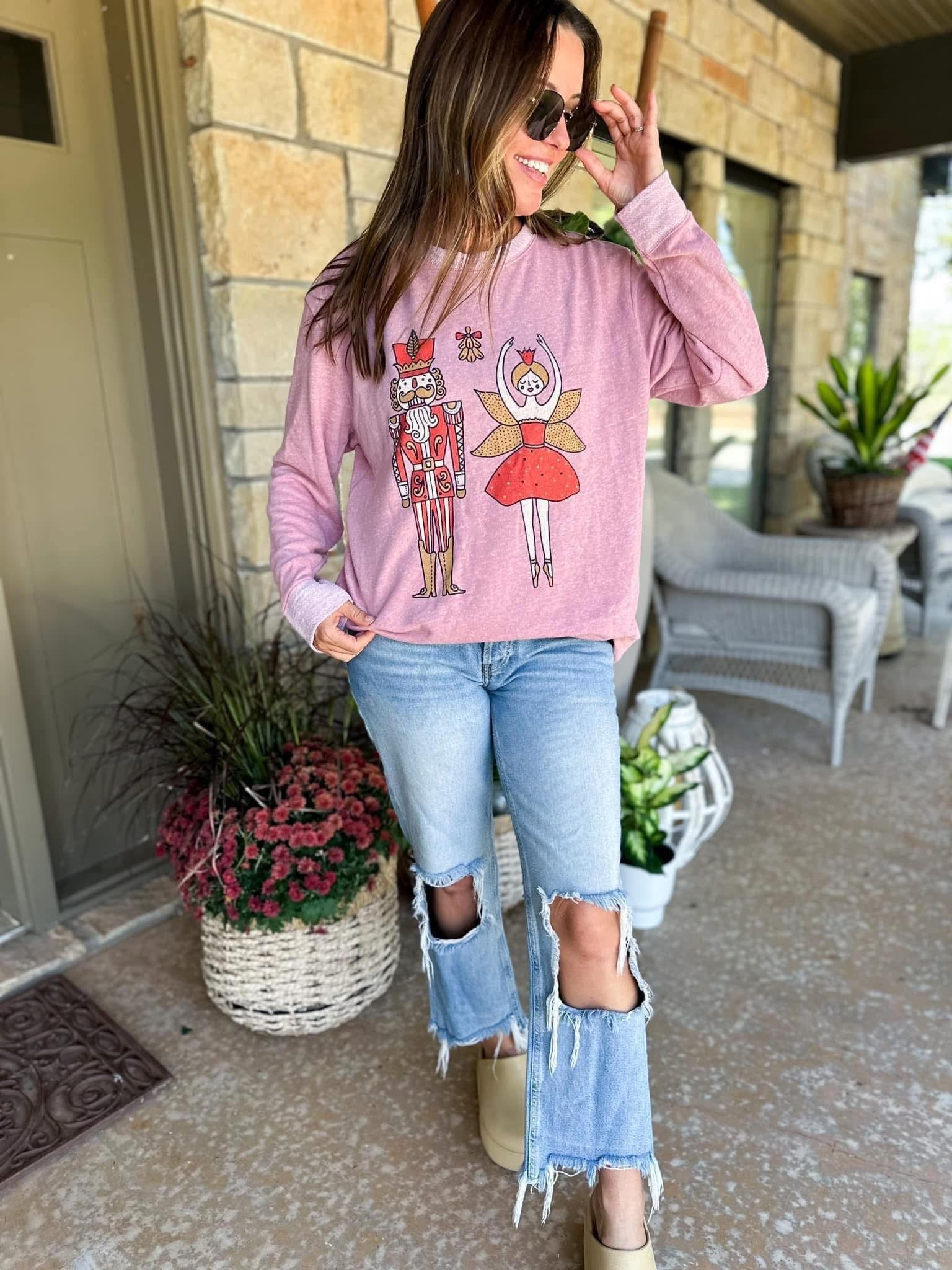 Mauve Nutcracker long sleeve Christmas shirt