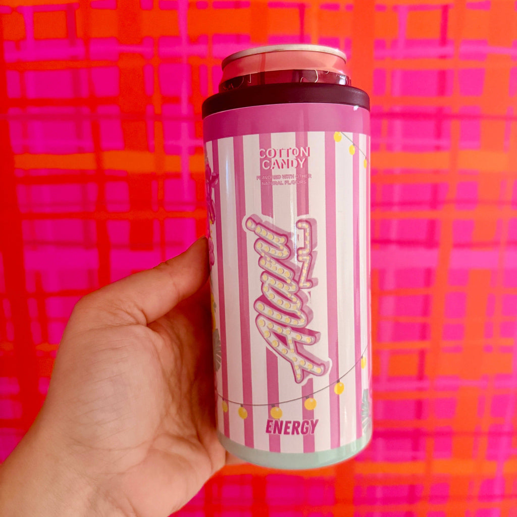 slim cotton candy energy drink can cooler