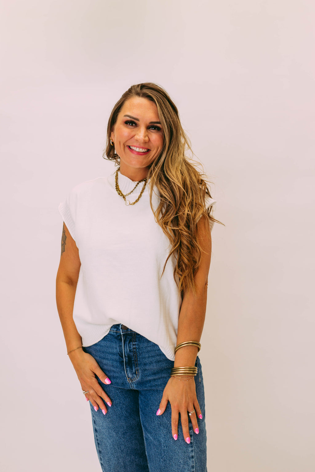 sleeveless ribbed knit sweater vest