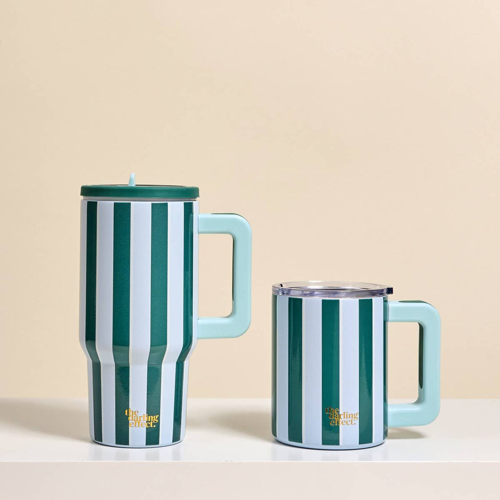 14 oz Insulated Mug–Sicily Stripes Teal