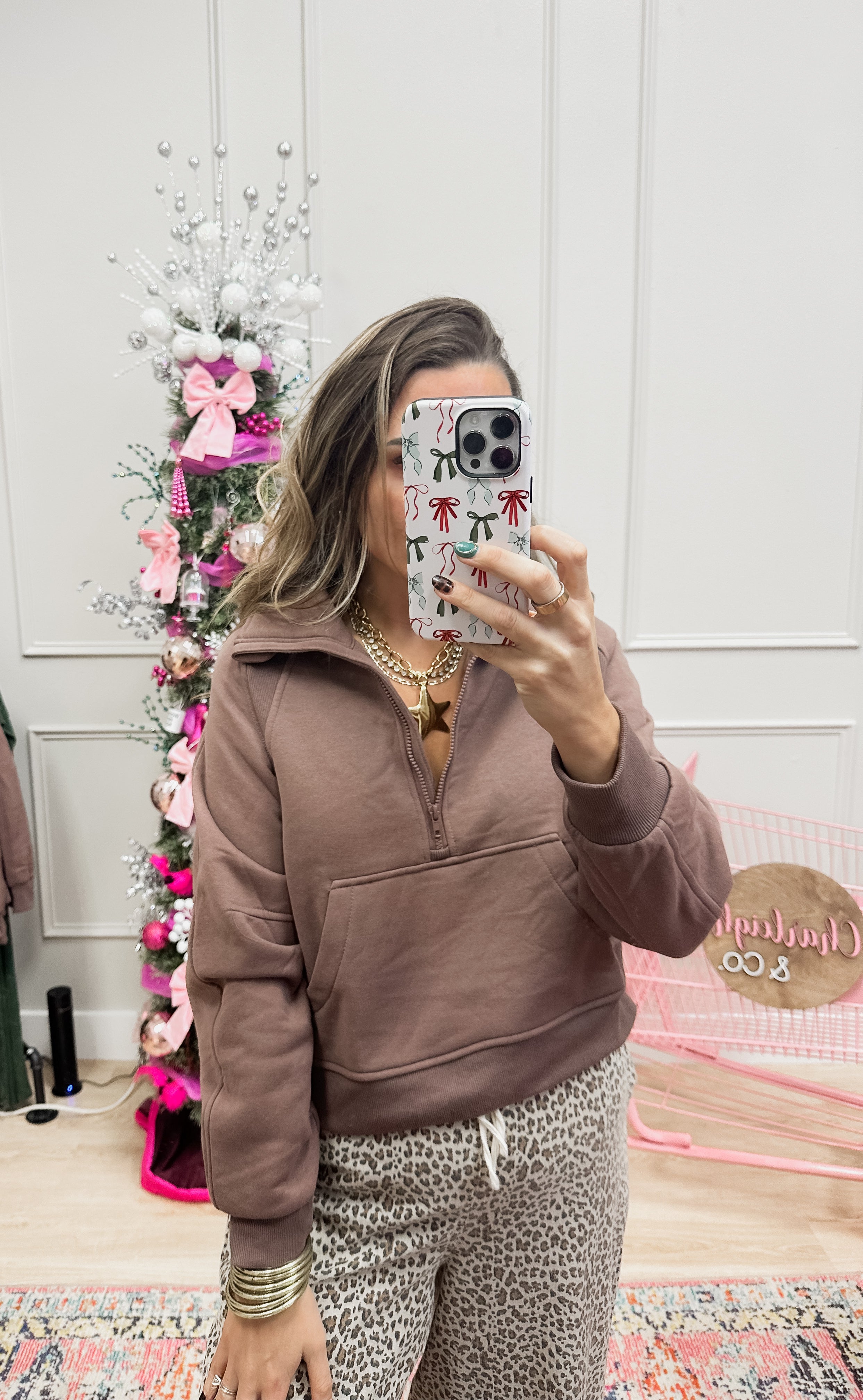 Half Zip Funnel Neck Sweatshirt