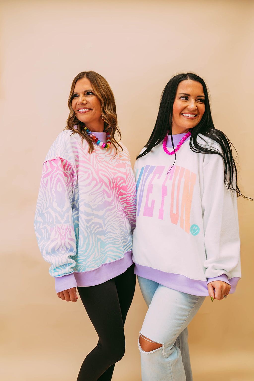have fun colorful zebra reversible mockneck