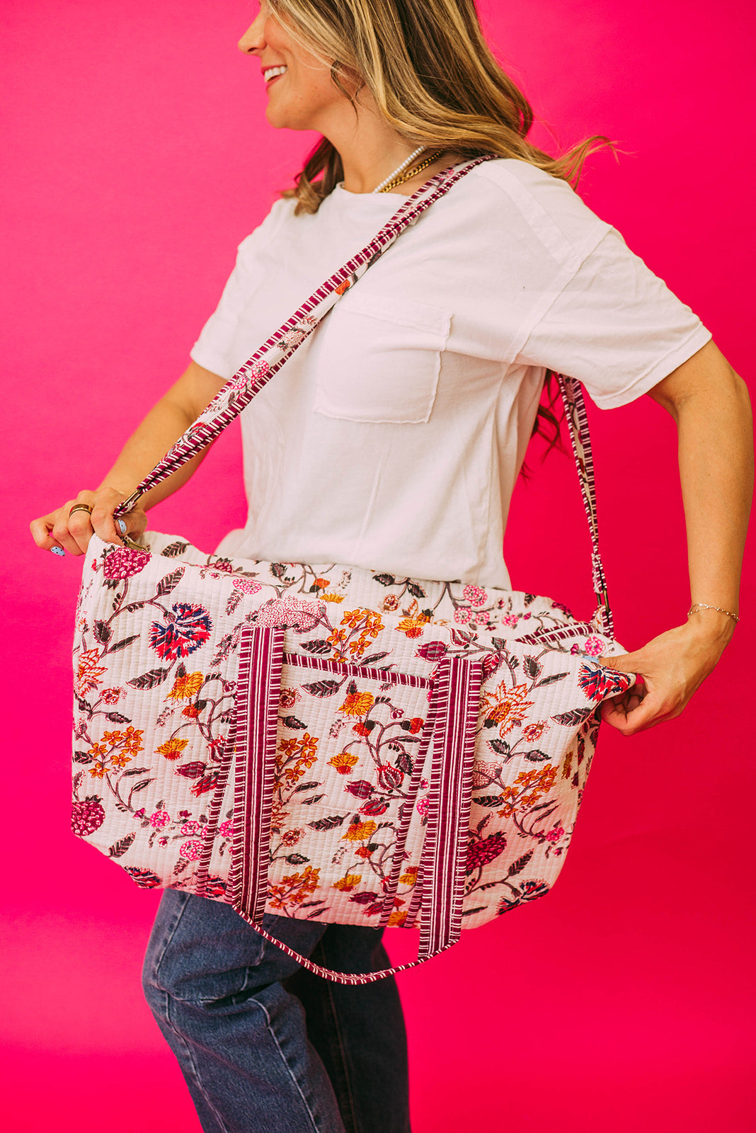 quilted large everyday tote bag