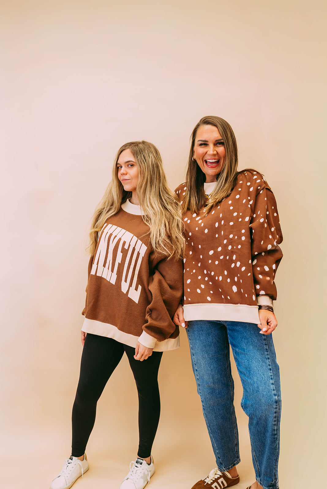 thankful polka dot reversible mockneck