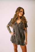 denim collared leopard mini dress