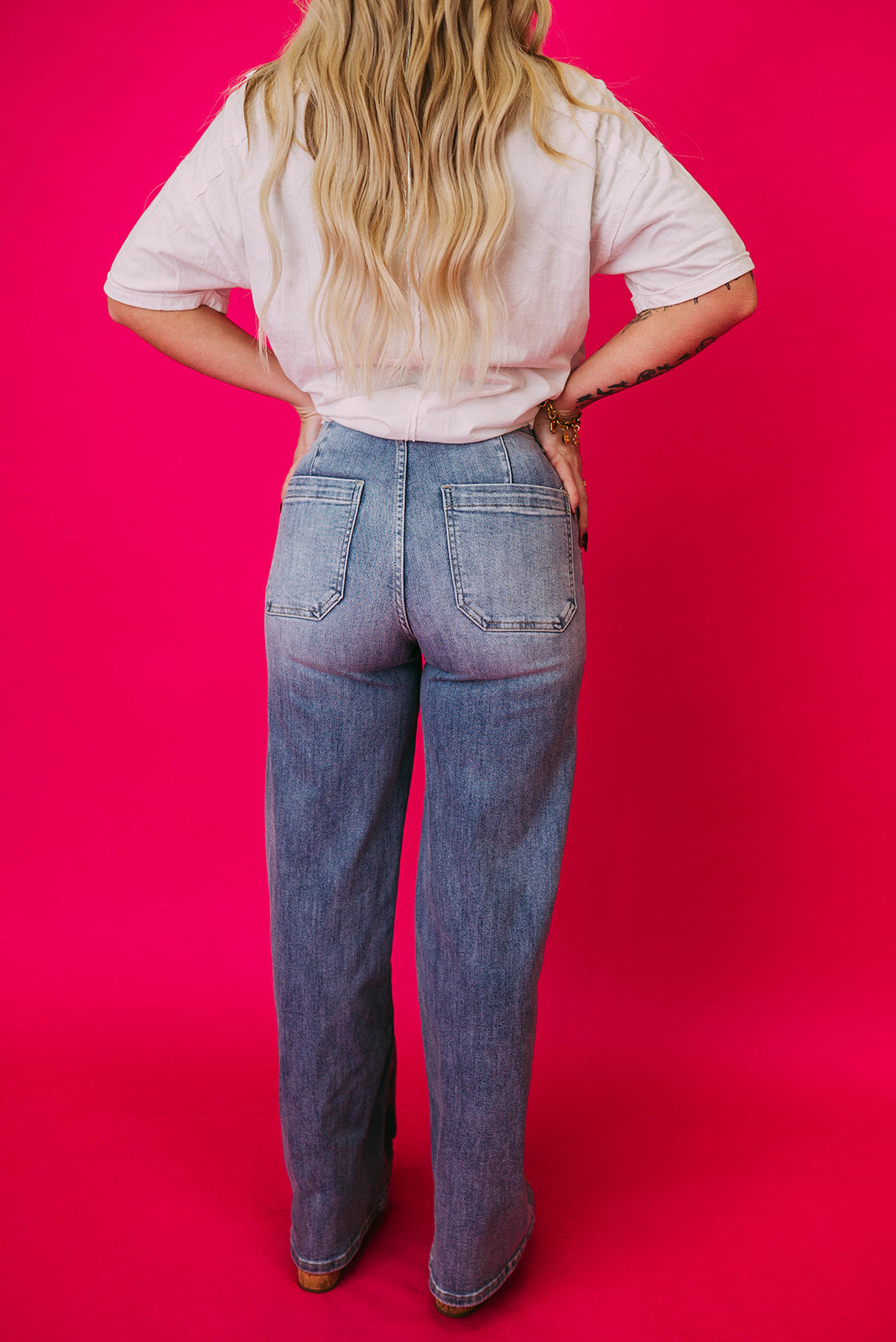 comfort stretch wide leg cuff jeans