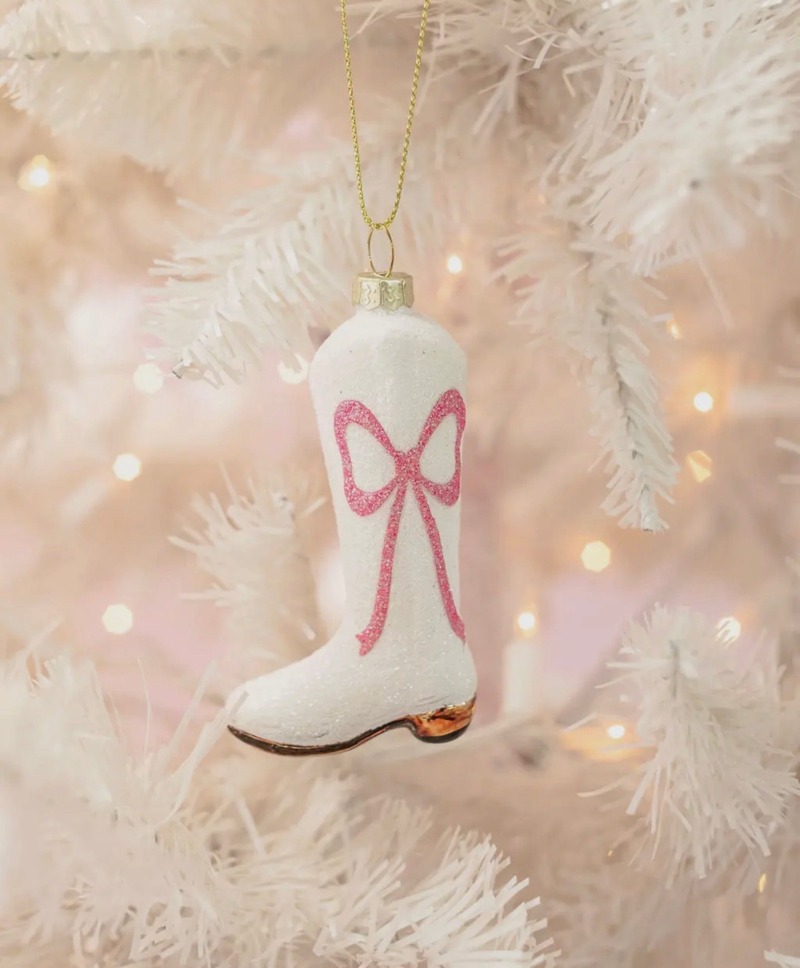 Cowboy Boot with Bow Ornament