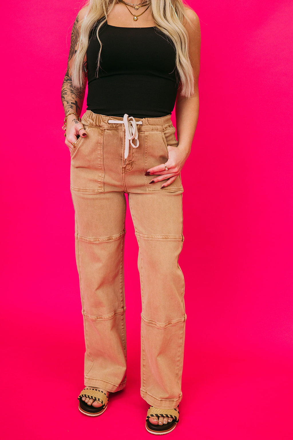 vintage sandstone utility jeans