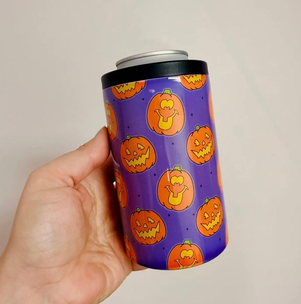 12oz retro jack o lantern can cooler