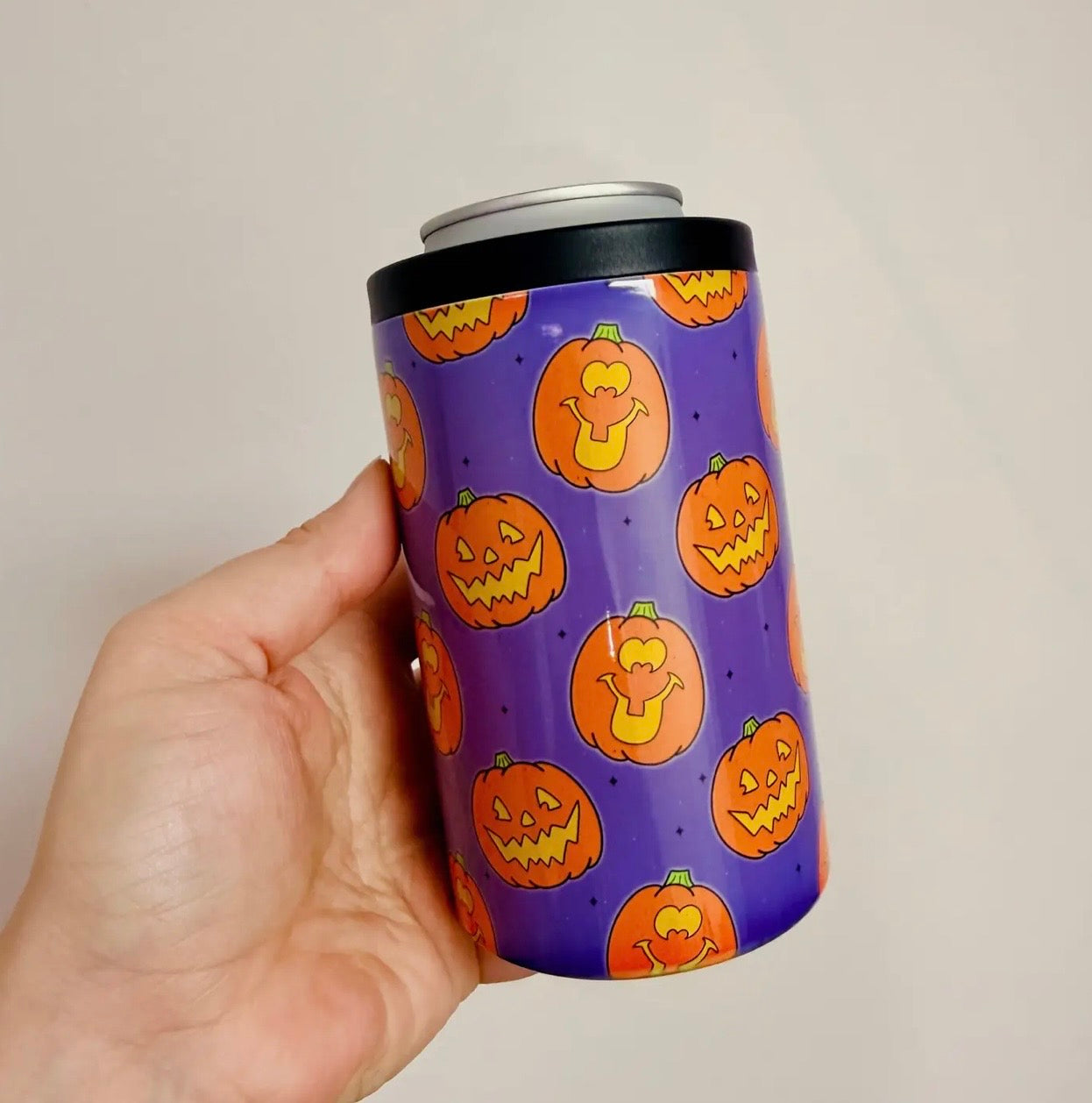 12oz retro jack o lantern can cooler
