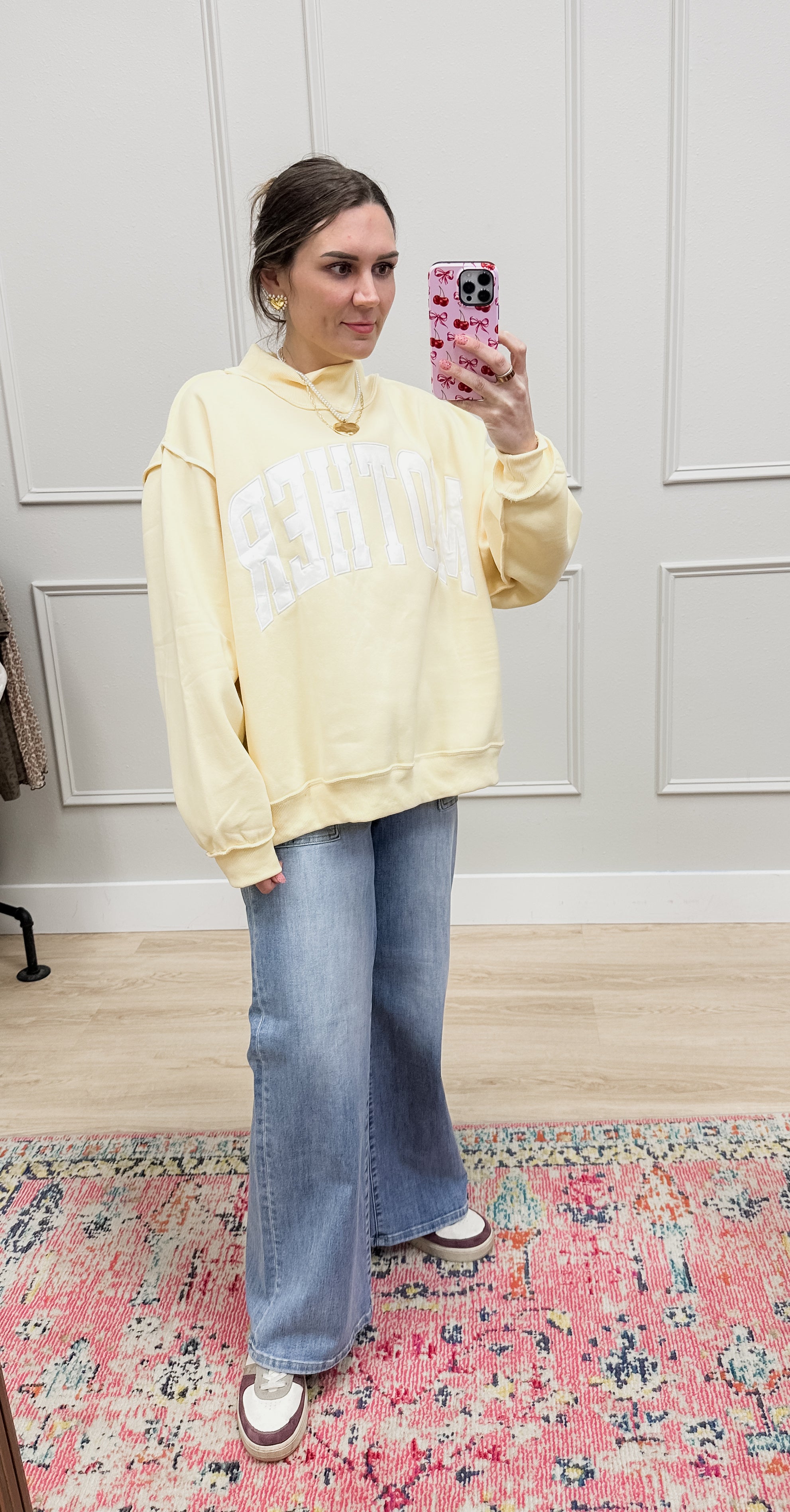 Embroidered Mock Neck Sweatshirts