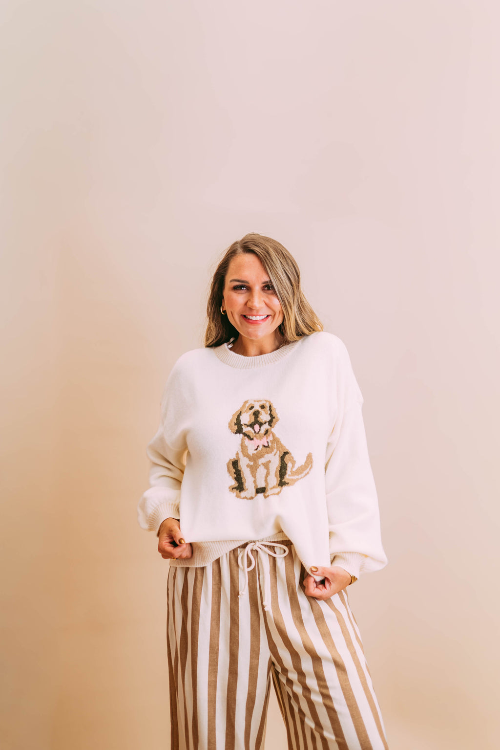 ivory dog knit sweater