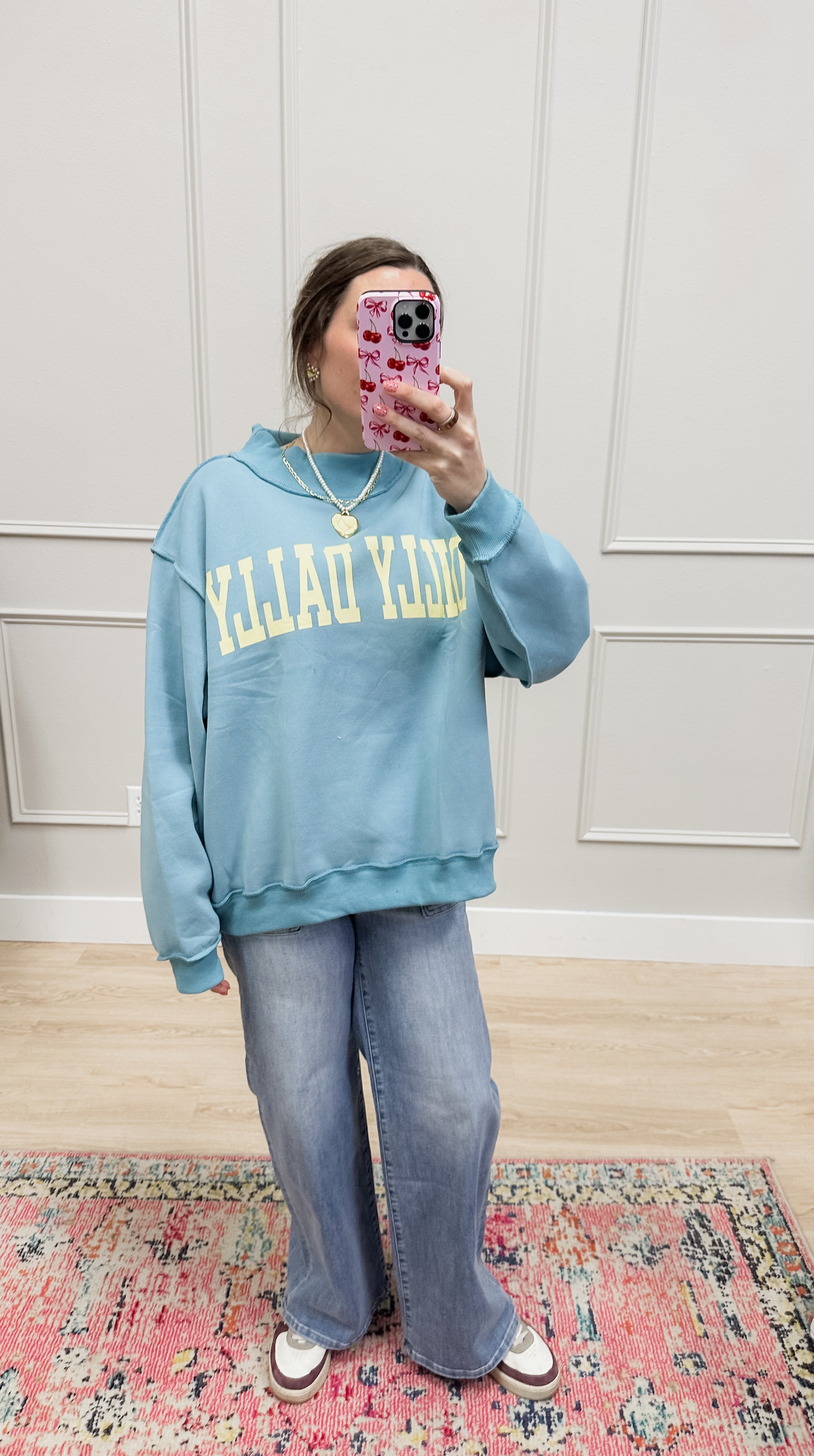 Embroidered Mock Neck Sweatshirts