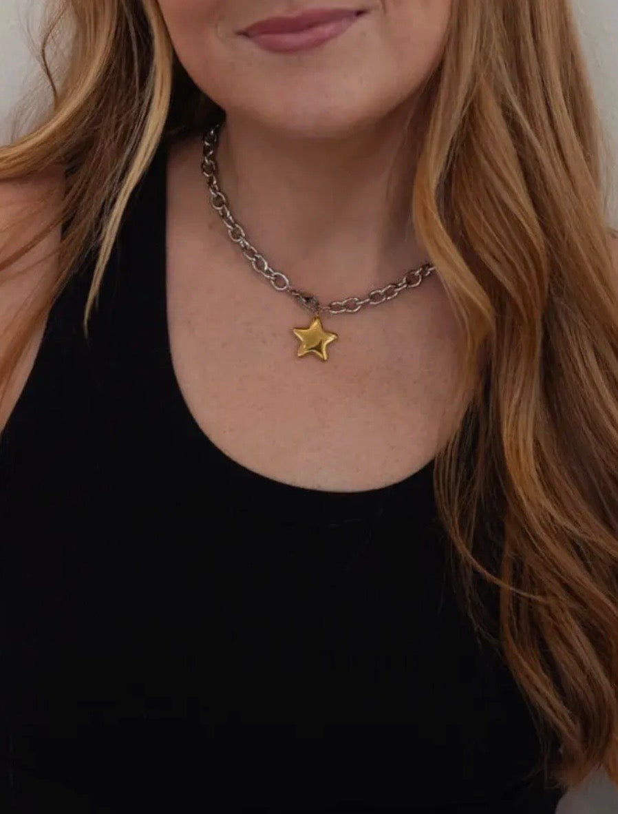 Two Toned Star Necklace