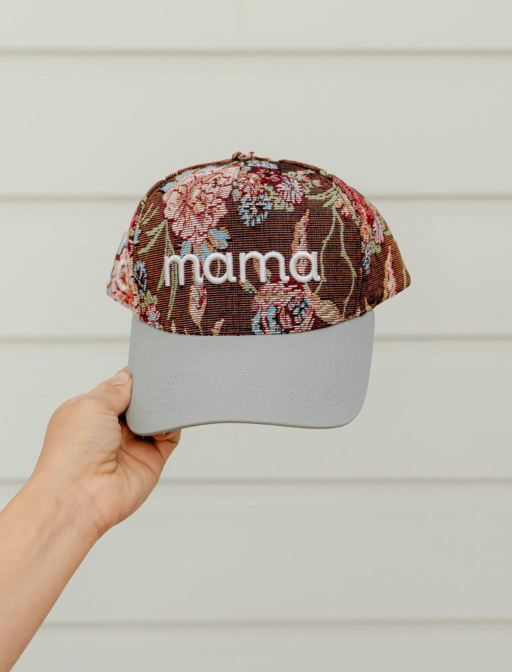 mama brown floral trucker