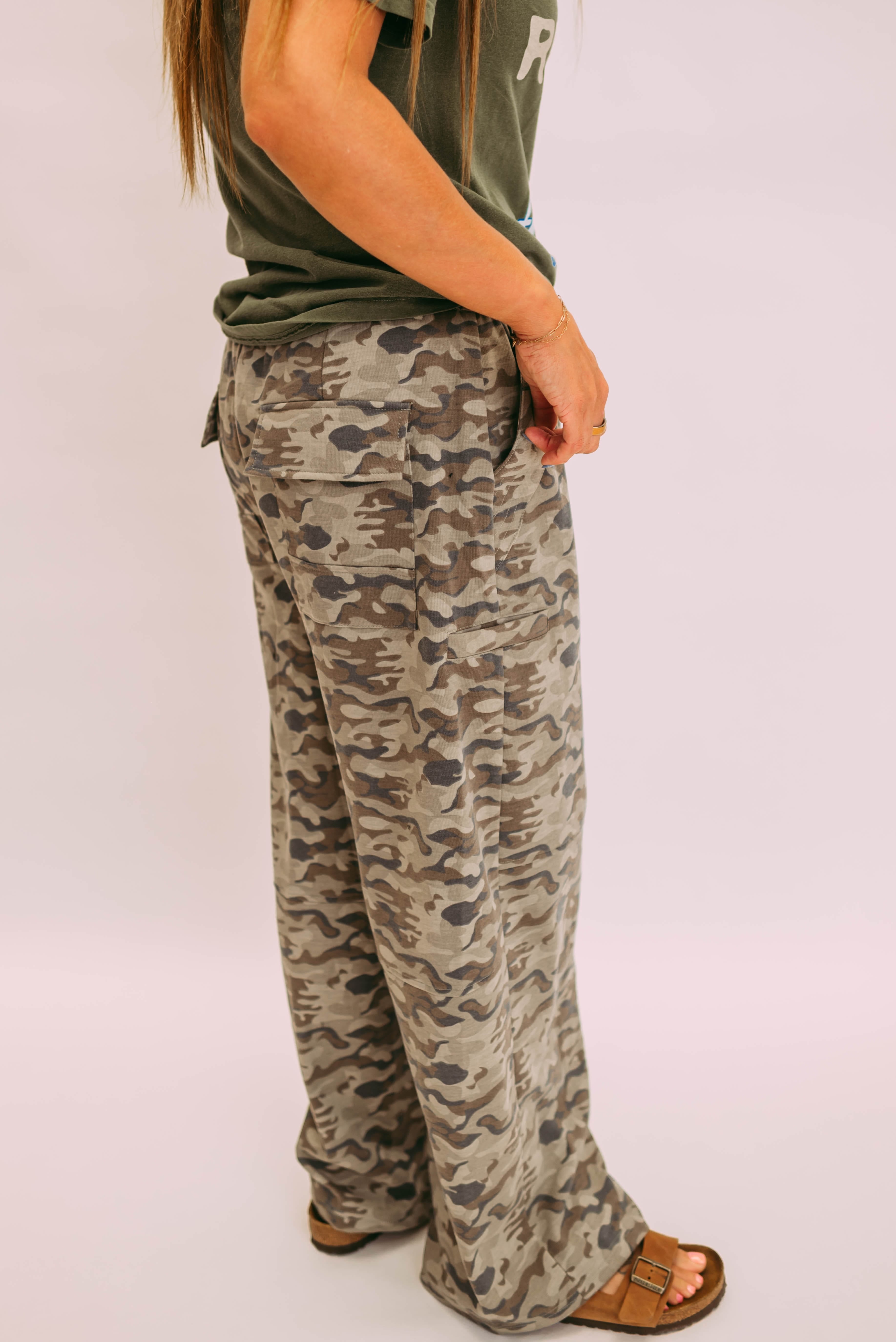 camo wide leg pants
