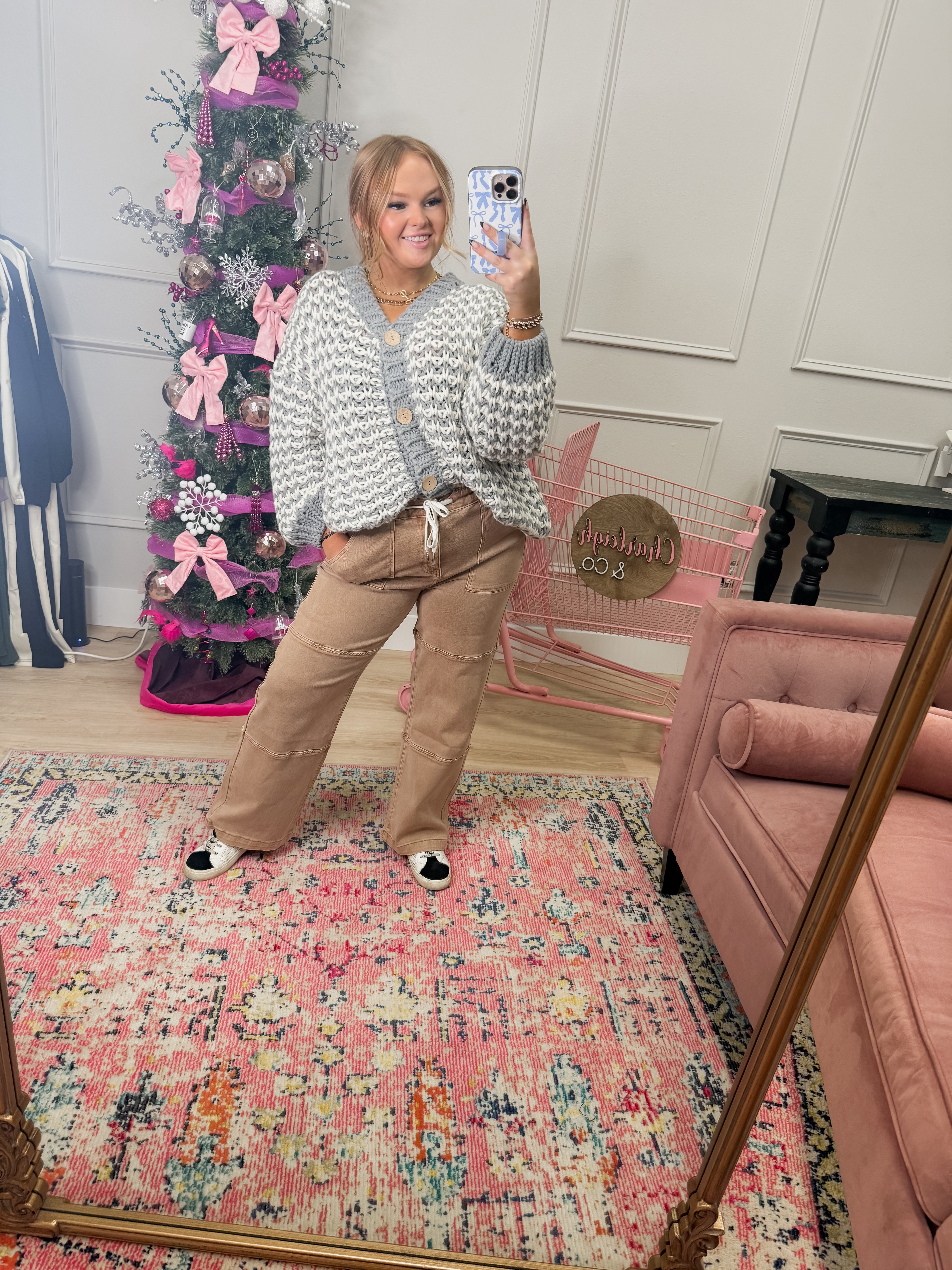 Grey Chunky Buttoned Sweater