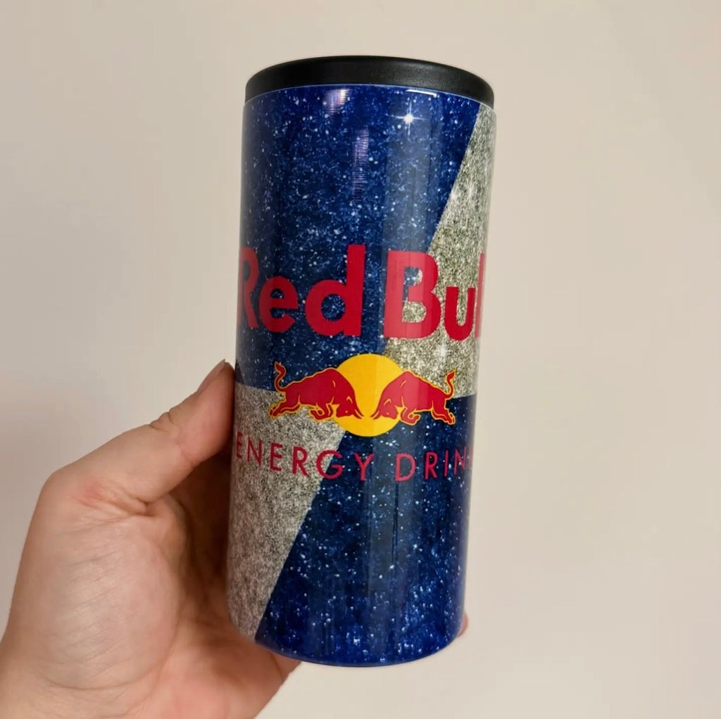 glitter Red Bull slim can cooler