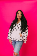 polka dot v neck hoodie