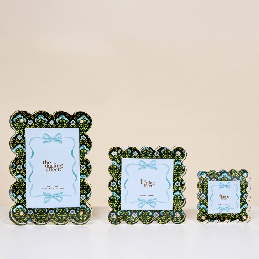 rectangle scalloped acrylic picture frame everbloom forest green
