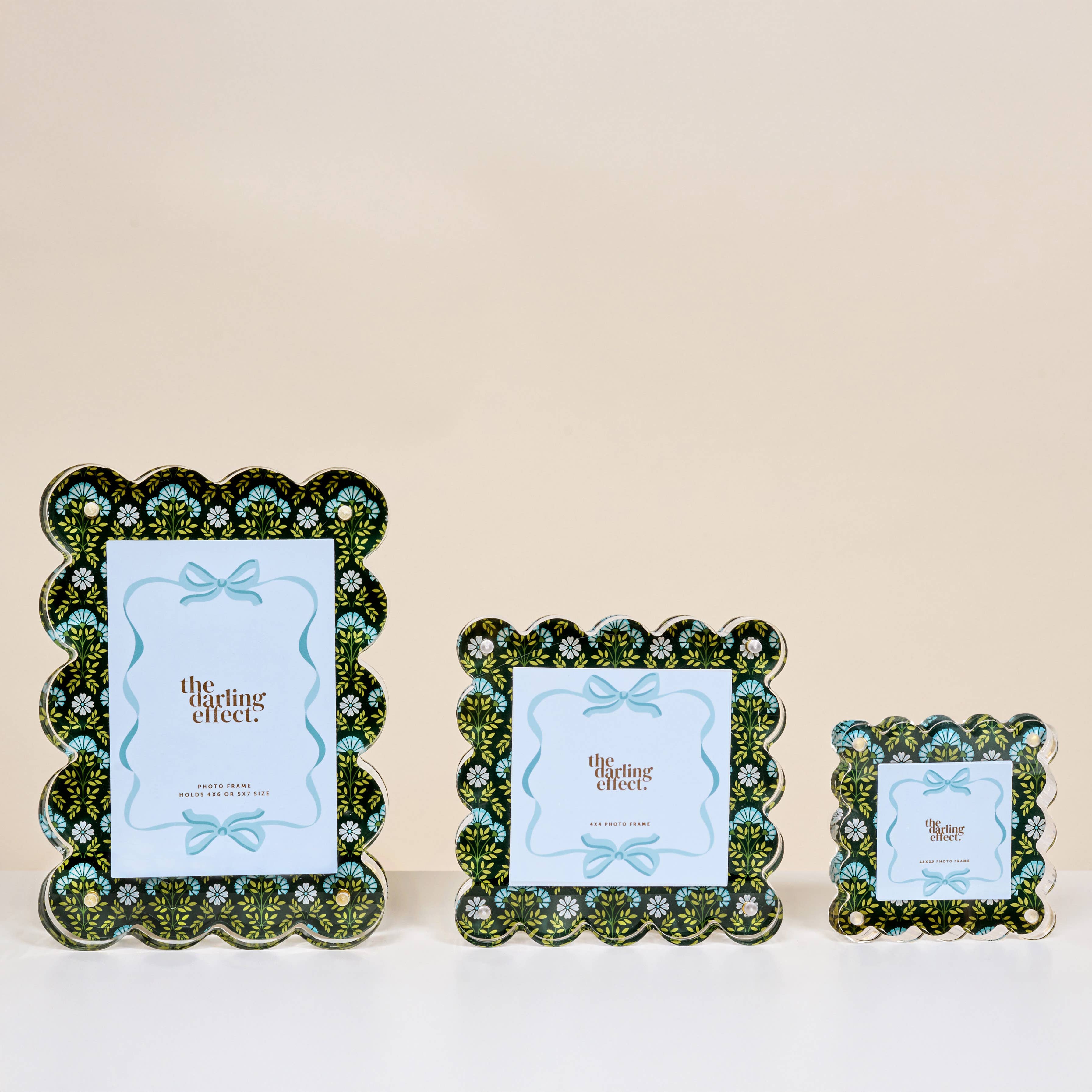 rectangle scalloped acrylic picture frame everbloom forest green