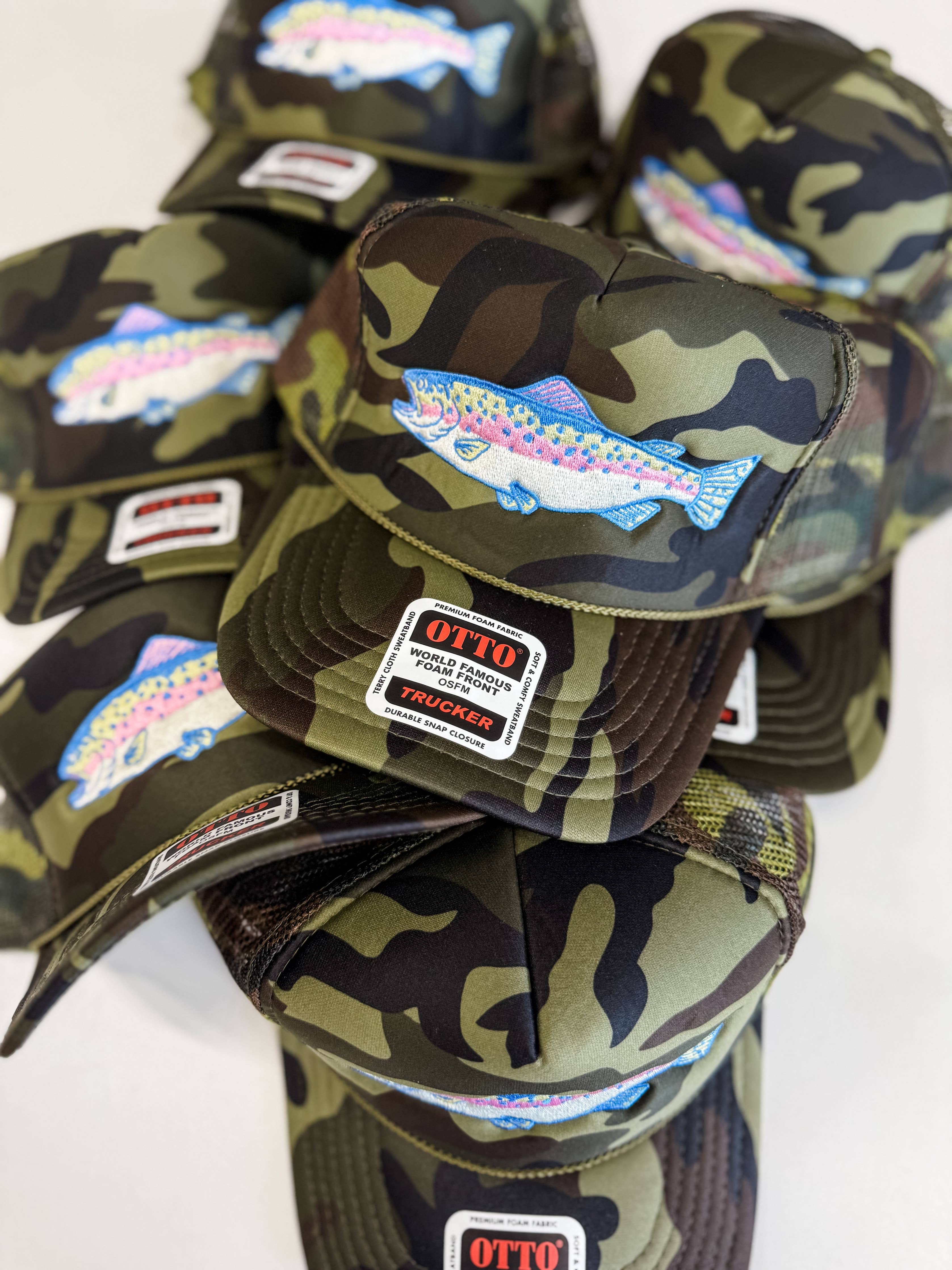 trout camo foam trucker