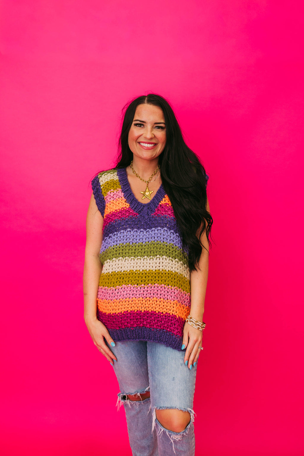 charlotte rainbow sweater vest