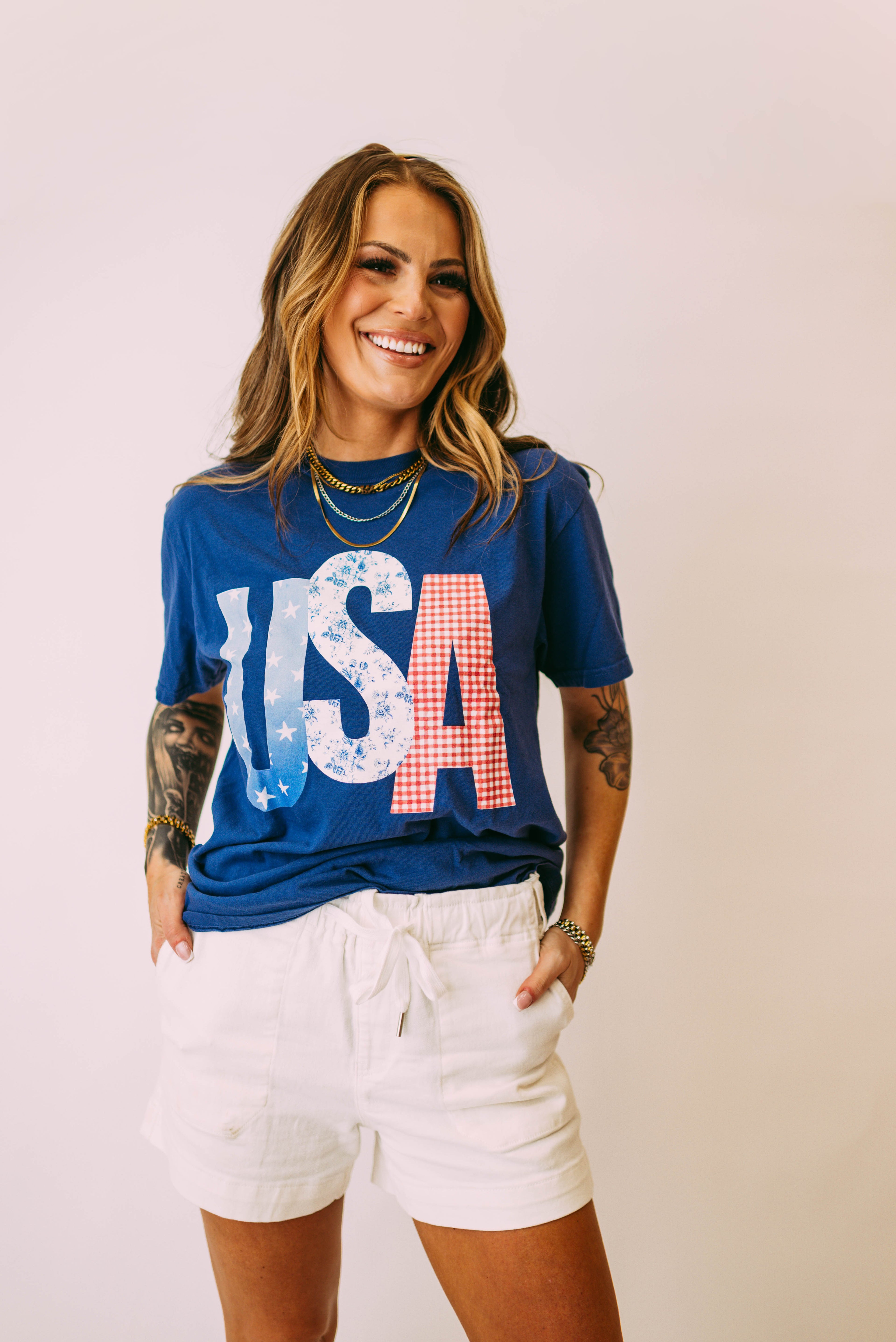 usa patchwork picnic tee
