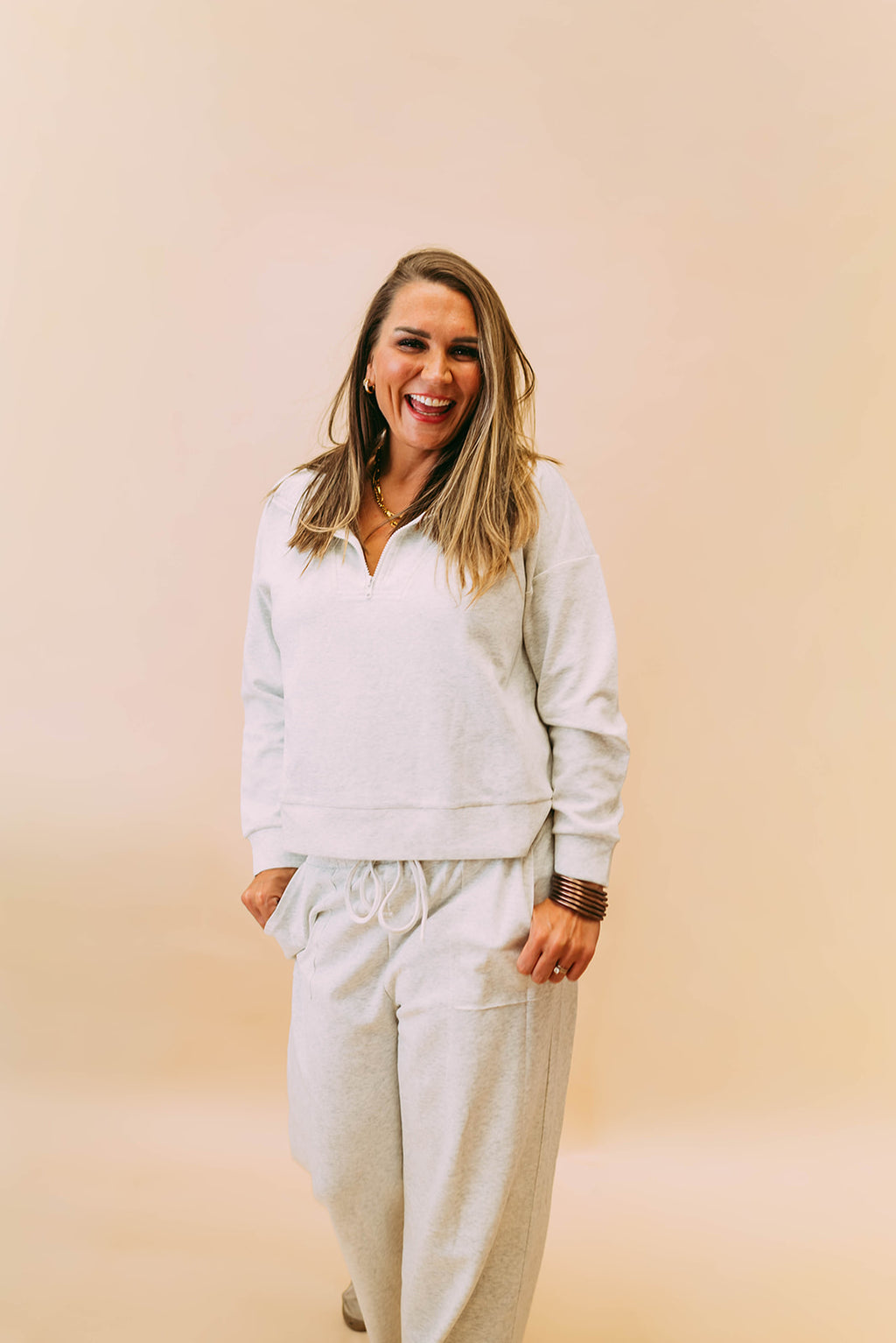 scuba half zip pullover & wide leg pants set