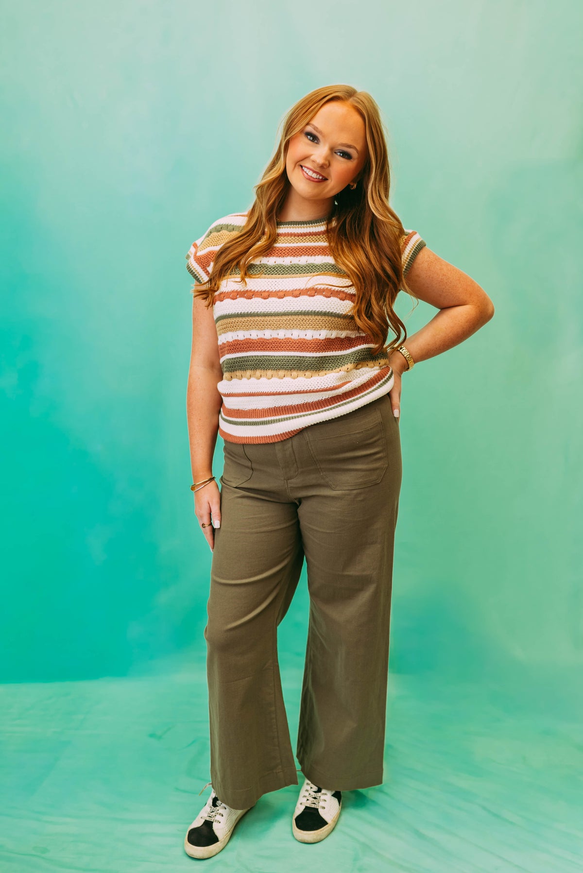 stretchy cotton linen ankle pants