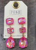 pink rhinestone dangling earrings