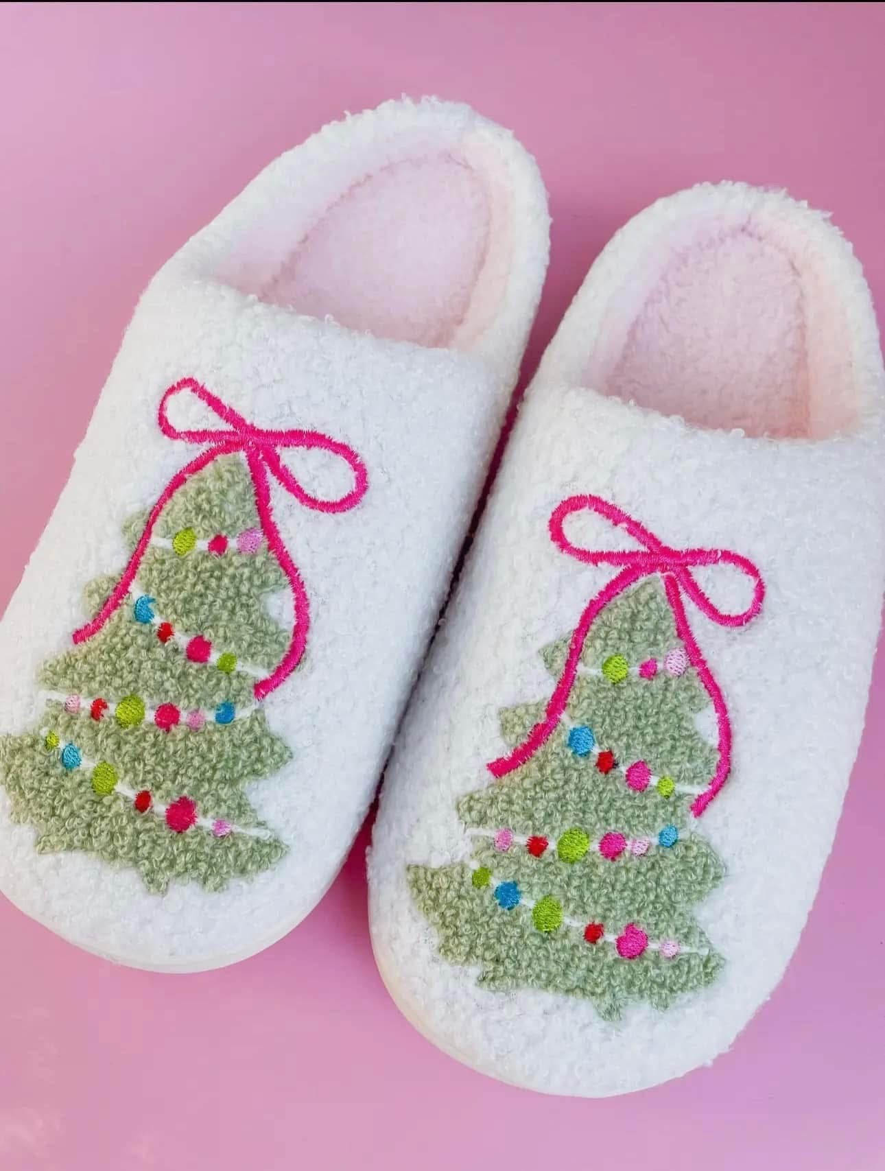 Pink Bow Tree Slippers