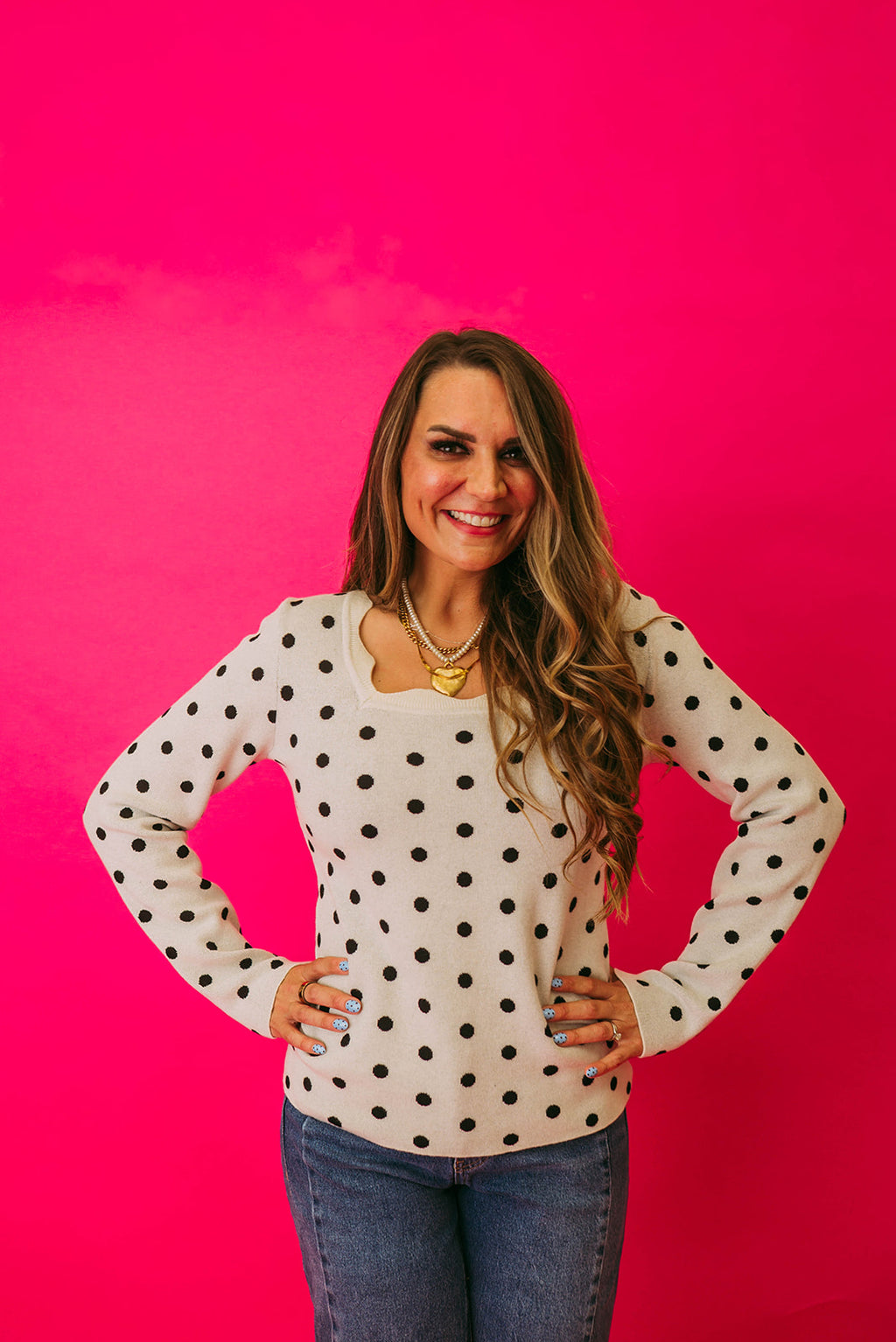 ivory polka dot whisper knit sweater