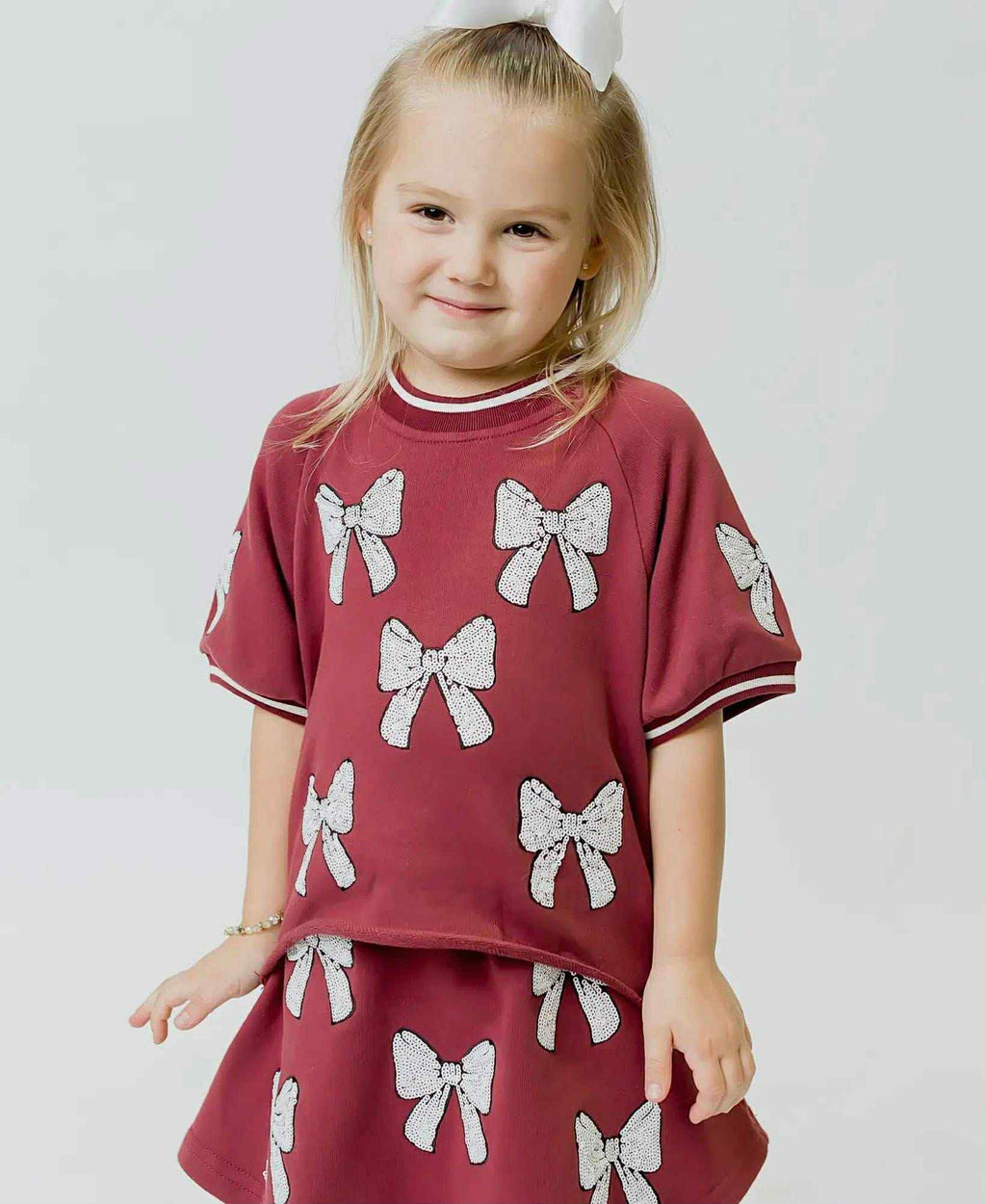girls sequin bow shirt