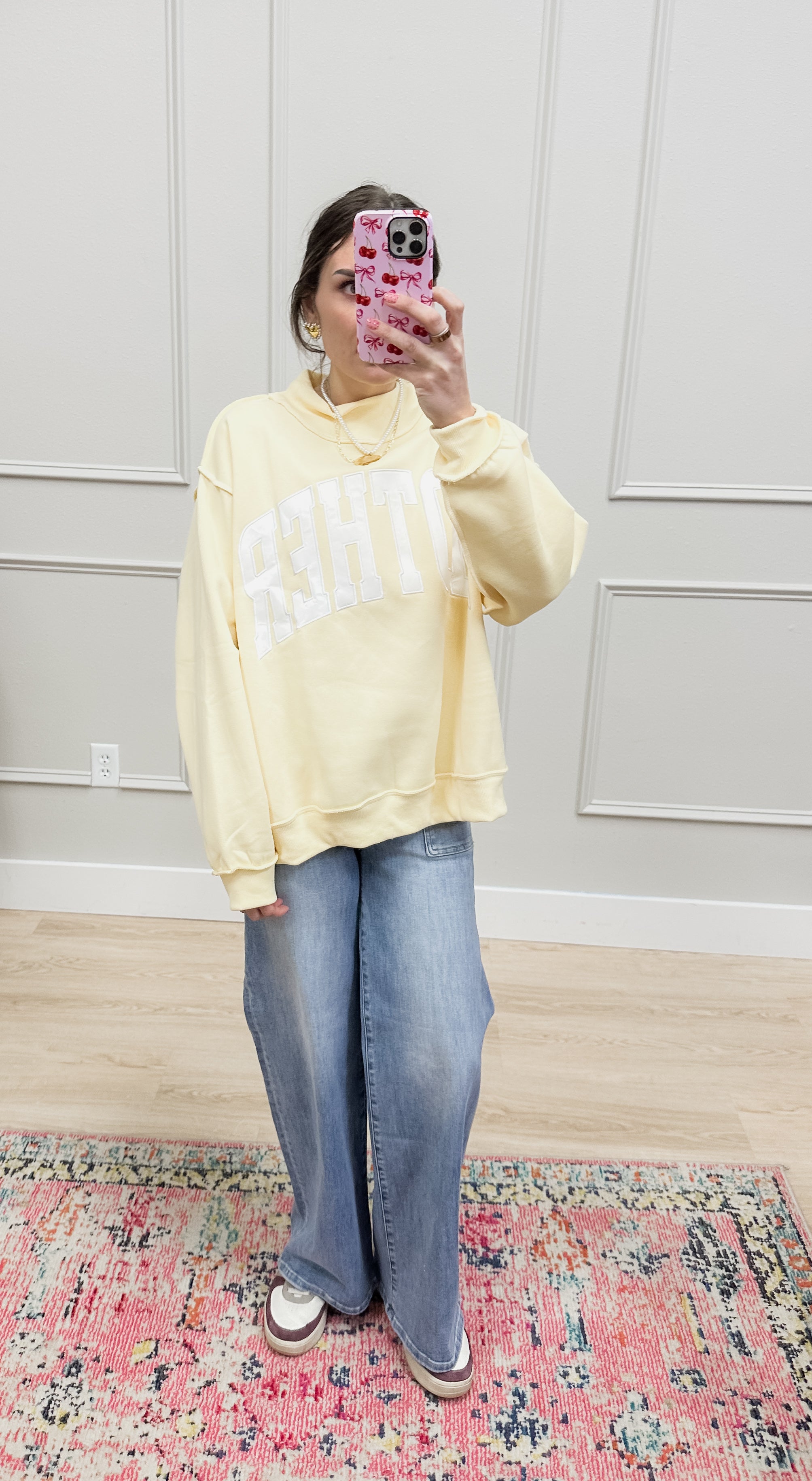 Embroidered Mock Neck Sweatshirts