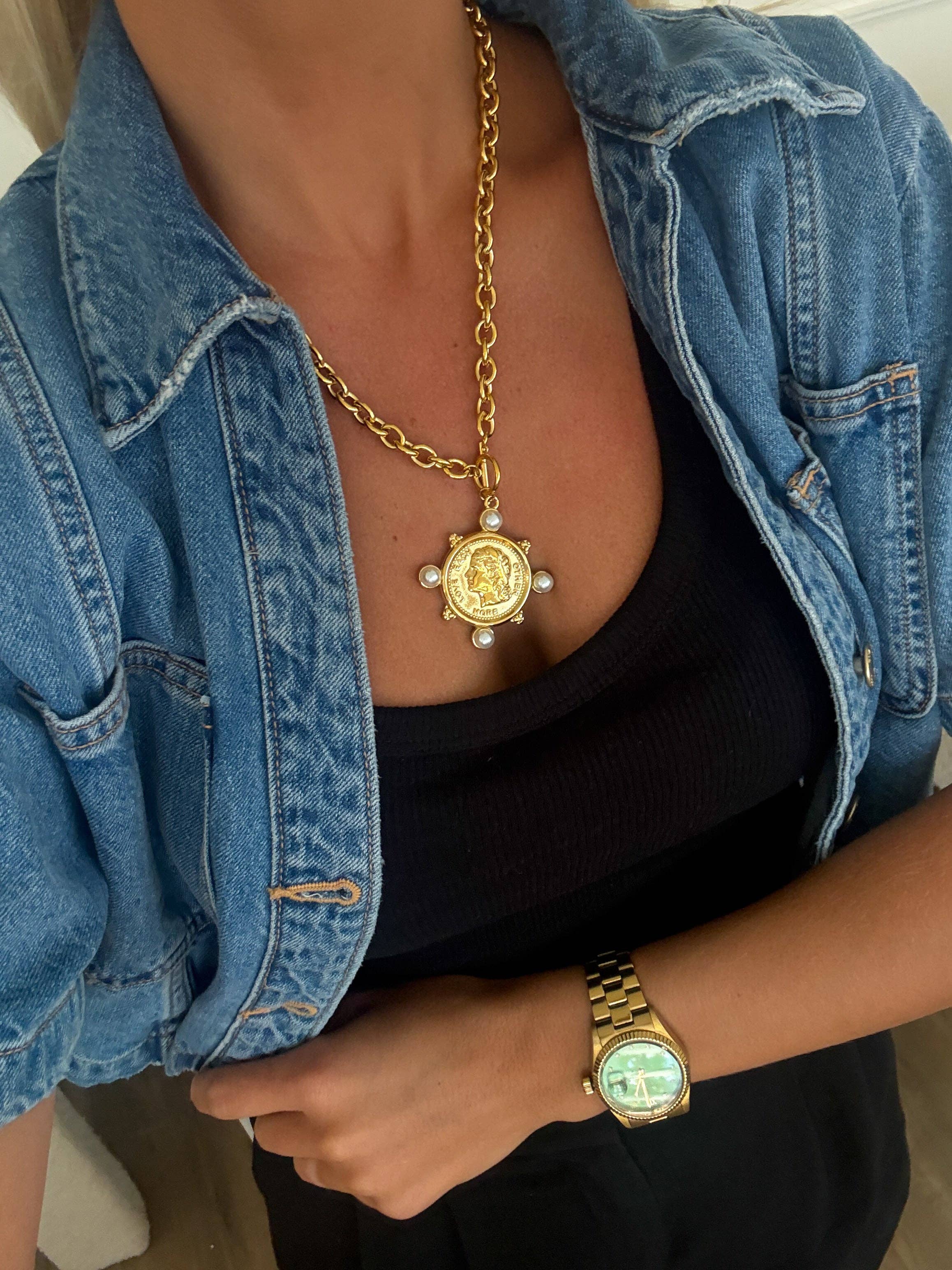 pearl coin necklace
