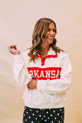 arkansas varsity snap-placket sporty pullover